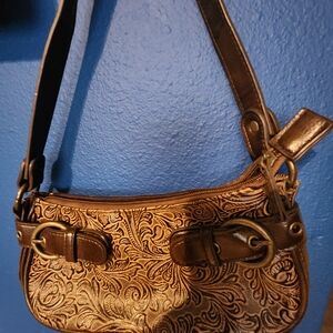 Levi's Brown Floral Embossed Shoulder Bag